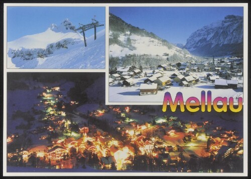 Mellau : [Wintersportort Mellau, im Bregenzerwald, mit Schigebiet Ross-Stelle und Mittagspitze, Vorarlberg, Österreich ...]