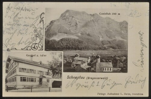 Schnepfau (Bregenzerwald) : Canisfluh 2041 m : Gasthof z. Adler : [Correspondenz-Karte An ... in ...]