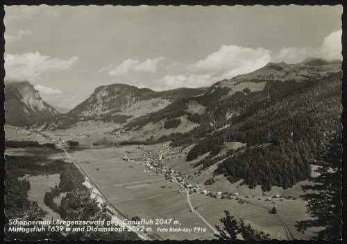 Schoppernau i. Bregenzerwald geg. Canisfluh 2047 m, Mittagsfluh 1639 m und Didamskopf 2092 m