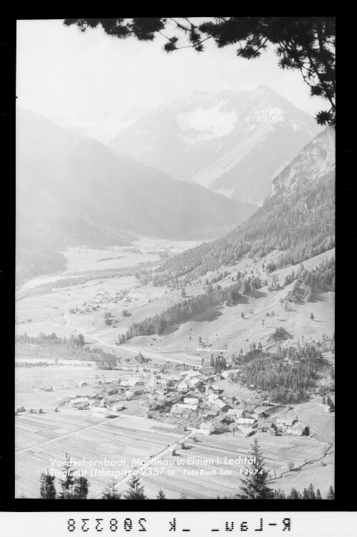Vorderhornbach / Martinau und Elmen im Lechtal / Tirol mit Lichtspitze 2357 m