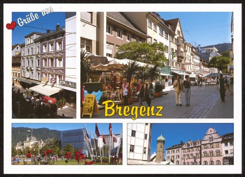 Grüße aus Bregenz : [Festspielstadt Bregenz am Bodensee, Fußgängerzone und Kunsthaus Vorarlberg, Österreich ...]
