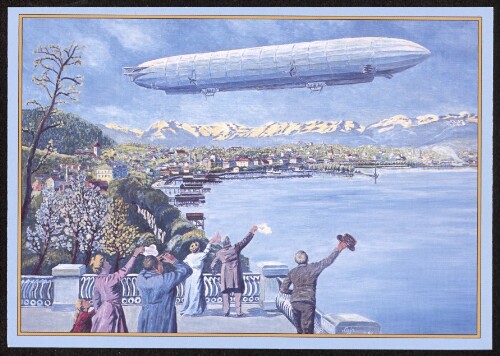 [Bregenz mit Zeppelin Luftschiff 1909] : [Postkarte ...]