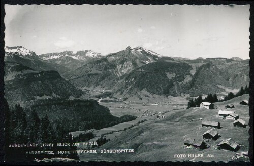 Sonderdach (1238) Blick auf Bezau, Hangspitze, Hohe Freschen, Sünserspitze