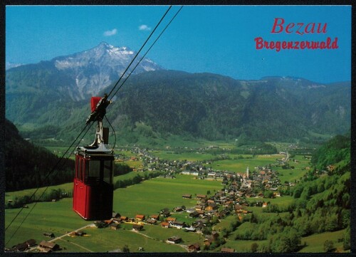 Bezau Bregenzerwald : [Bezau, 650 m, im Bregenzerwald Sonderdachbahn gegen Hangspitze, 1746 m Info: Verkehrsamt A-6870 Bezau Tel.: 0043 (0) 5514 / 2295 ...]