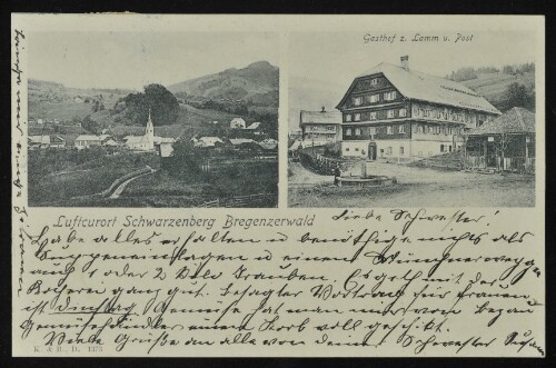 Luftcurort Schwarzenberg Bregenzerwald : Gasthof z. Lamm u. Post : [Postkarte ...]