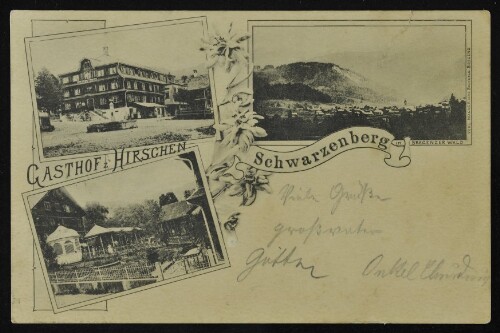 Schwarzenberg im Bregenzer Wald : Gasthof z. Hirschen : [Correspondenz-Karte ...]