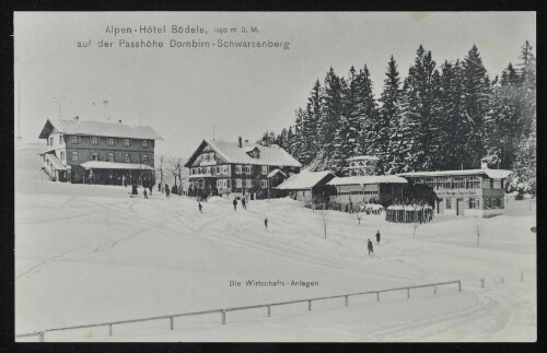Alpen-Hôtel Bödele, 1140 m ü. M. auf der Passhöhe Dornbirn-Schwarzenberg : Die Wirtschafts-Anlagen