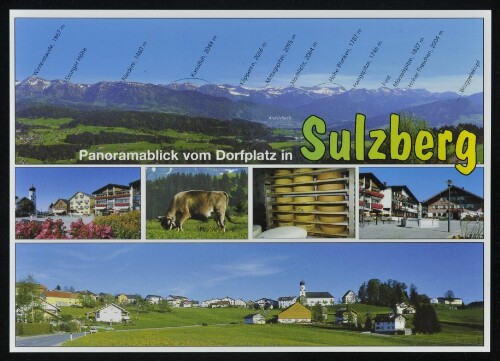 Panoramablick vom Dorfplatz in Sulzberg : Winterstaude, 1867 m : Stonger Höhe : Niedere, 1460 m : Kanisfluh, 2044 m : Klippern, 2066 m ... : [Sulzberg, 1015 m, im Bregenzerwald, Vorarlberg, Österreich ...]