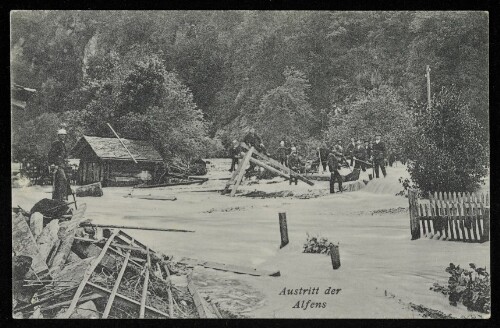 [Dalaas] Austritt der Alfens : [Die Hochwasserkatastrophe in Dalaas (Klostertal) am 15. und 16. Juni 1910 ...]
