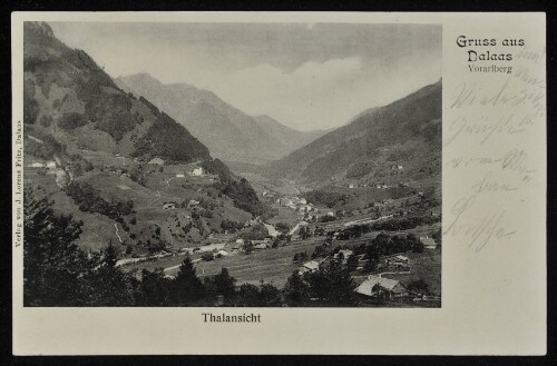 Gruss aus Dalaas Vorarlberg : Thalansicht : [Postkarte An ... in ...]