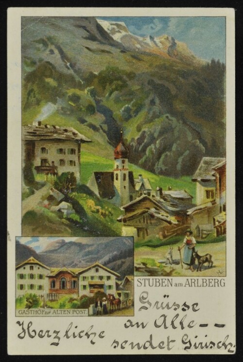 [Klösterle] Stuben am Arlberg : Gasthof zur Alten Post : [Correspondenzkarte An ... in ...]