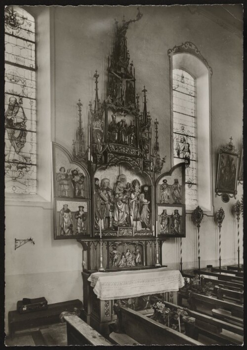 [Bartholomäberg] : [Bartholomäberg (1085 m) Pfarrkirche: Der Anna - Altar, der Herkunft nach Knappenaltar genannt, ein spätgot. Flügelaltar ...]