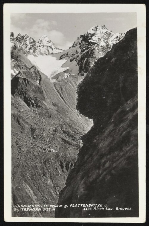 [Gaschurn] Tübingerhütte 2265 m g. Plattenspitze u. : Gr. Seehorn 3123 m