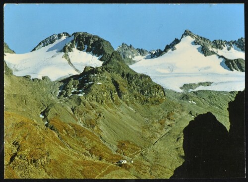 [Gaschurn Partenen] : [Silvretta, Wiesbadner Hütte, 2443 m, mit Tiroler Scharte, Ochsenkopf, 3057 m, Vordere Jamspitze, 3175 m, Vorarlberg, Austria ...]