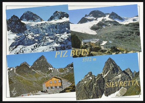 [Gaschurn Partenen] Piz Buin 3312 m : Silvretta : [Silvretta Wiesbadner Hütte, 2443 m, Tuoi-Hütte, 2250 m mit Piz Buin, 3312 m von Nord und Ost Vorarlberg - Schweiz ...]