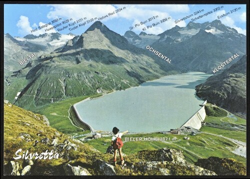 [Gaschurn] Silvretta : Bieler Höhe 2071 m : Tiroler Kopf 3103 m : Schattenspitze 3202 m ... : [Silvretta-Hochalpenstrasse Stausee Silvretta mit Bieler Höhe, 2071 m und Silvrettagruppe Vorarlberg, Österreich ...]