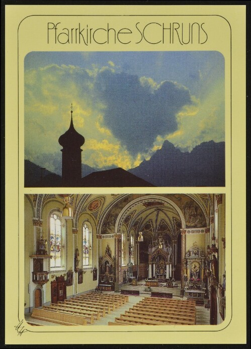 Pfarrkirche Schruns : [Schruns im Montafon, Pfarrkirche und Blick zur Zimba Vorarlberg, Österreich ...]