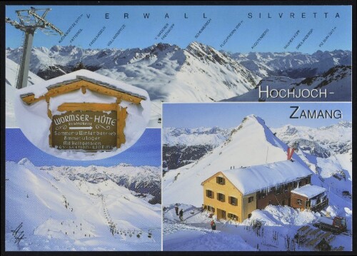 [Schruns] Hochjoch - : Zamang : Verwall Silvretta ... : [Panorama vom Skigebiet Zamang, 2380 m, bei Schruns im Montafon mit Wormser Hütte, 2350 m Vorarlberg, Österreich ...]