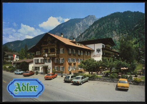 [St. Anton im Montafon] Adler : [Hotel Adler Fam. Batlogg A-6771 St. Anton Alpenpark Montafon Kegelbahn, Hallenbad, Sauna Tel. 0 55 52 / 71 18 Vorarlberg - Austria ...]