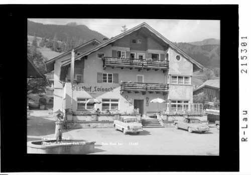 Lermoos in Tirol, Gasthof Pension Loisach : [Gasthof Loisach in Lermoos gegen Grubigstein und Gartner Berg]