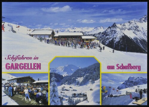 [St. Gallenkirch] Schifahren in : Gargellen am Schafberg : [Restaurant Schafberg-Hüsle im Gargellner Schigebiet, 2300 m, mit Blick zum Schmalzberg, Montafon, Vorarlberg, Österreich ...]