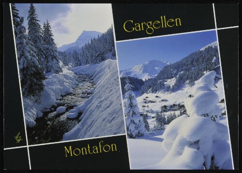 [St. Gallenkirch] Gargellen Montafon : [Wintersportplatz Gargellen im Montafon, 1424 m, Suggedinbach mit Madrisa und Gargellen gegen Schafberg Vorarlberg, Österreich ...]