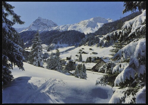 [St. Gallenkirch Gargellen] : [Wintersportplatz Gargellen, 1424 m gegen Madrisa, 2770 m und Schafberg Montafon, Austria ...]