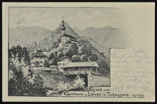 Gruss vom Gasthaus z. Löwen in Tschagguns Montafon : [Correspondenz-Karte ...]