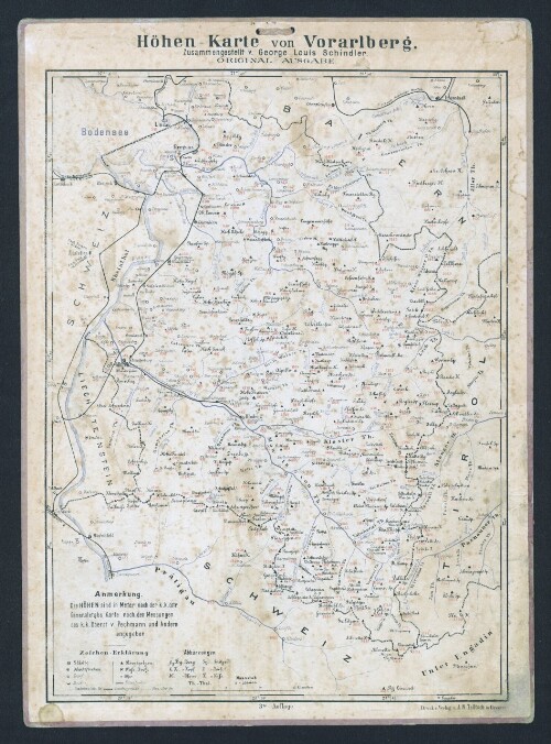 Höhen-Karte von Vorarlberg : Original-Ausgabe