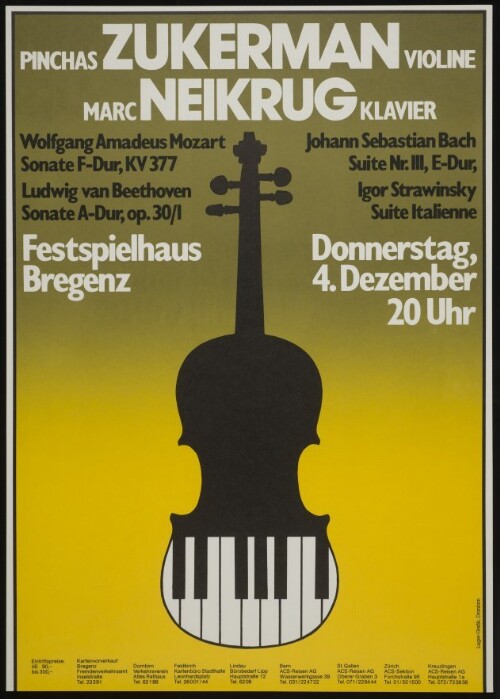Pinchas Zukerman (Violine), Marc Neikrug (Klavier) : Wolfgang Amadeus Mozart, Ludwig van Beethoven, Johann Sebastian Bach, Igor Strawinsky
