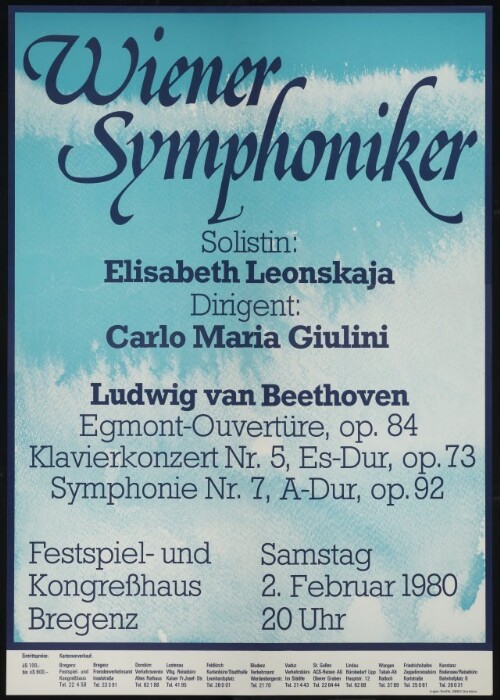 Wiener Symphoniker : Solistin: Elisabeth Leonskaja, Dirigent: Carlo Maria Giulini : Ludwig van Beethoven