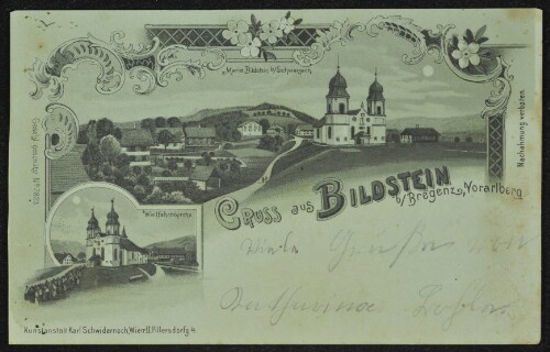 Gruss aus Bildstein b/ Bregenz, Vorarlberg : Maria Bildstein b/ Schwarzach : Wallfahrtskirche : [Postkarte An ... in ...]