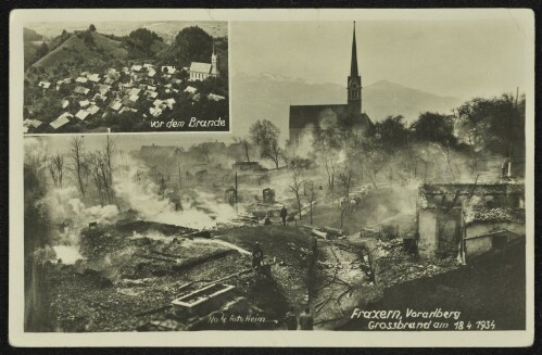 Fraxern, Vorarlberg vor dem Brande : Grossbrand am 18.4.1934