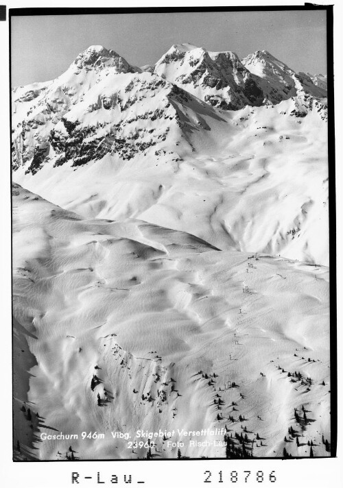 Gaschurn 946 m Vorarlberg Skigebiet Versettlalift : [Skigebiet ob Gaschurn mit Blick zur Heimspitze und Valisera]