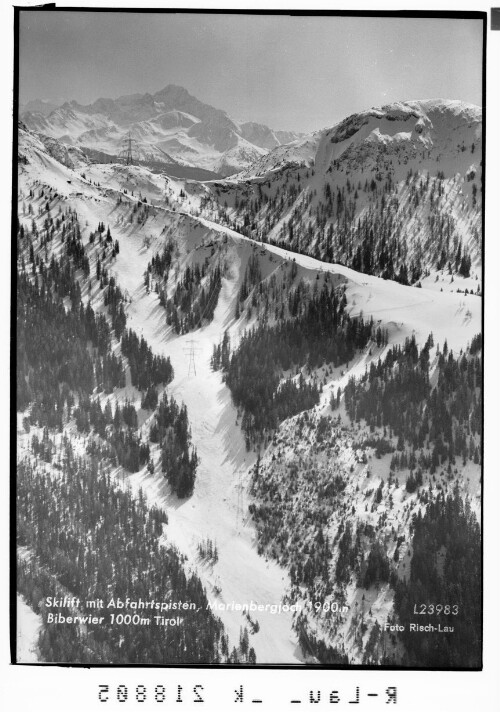 Skilift mit Abfahrtspisten, Marienbergjoch 1900 m Biberwier 1000 m : [Marienbergjoch bei Biberwier mit Blick zum Acherkogel Tirol]