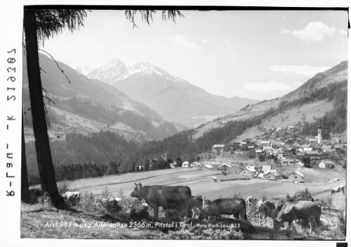 Arzl 883 m gegen Aifenspitze 2566 m Pitztal in Tirol : [Arzl im Pitztal gegen Kaunergrat mit Köpfle und Aifenspitze]