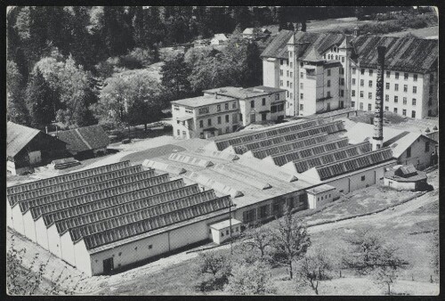 [Kennelbach] : [Luftbild der Textilwerke Schindler, Kennelbach, Vorarlberg. In diesem Werk wird die bekannte hochwertige Weißware für Bettwäsche hergestellt ...]