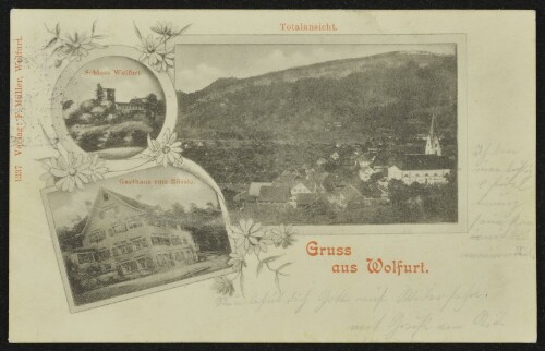 Gruss aus Wolfurt : Totalansicht : Schloss Wolfurt : Gasthaus zum Rössle : [Correspondenz-Karte An ... in ...]
