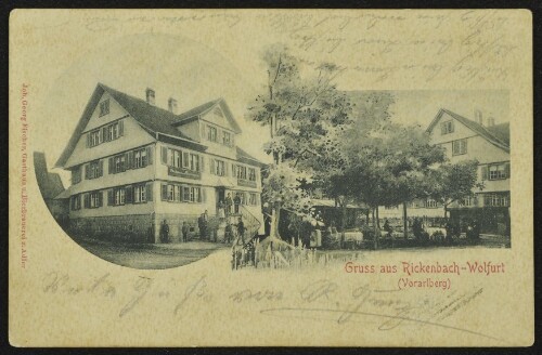 Gruss aus Rickenbach-Wolfurt (Vorarlberg) : Joh. Georg Fischer, Gasthaus u. Bierbrauerei z. Adler : [Postkarte ...]