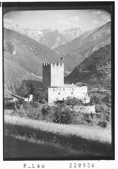 [Schloss Bidenegg bei Fließ in Tirol gegen Kaunergrat mit Gsallkopf und Verpeilspitze]