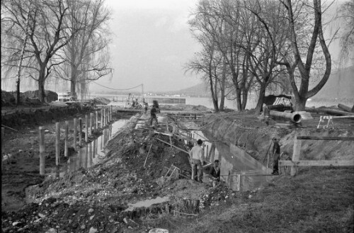 Bau der Pipeline am Bodenseeufer