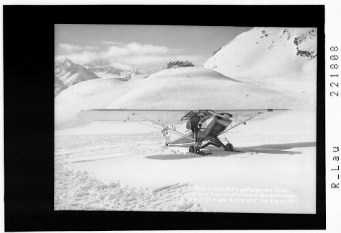 Pitztal / Tirol : Rettungsflieger des Österreichischen Innenministeriums und Braunschweiger Hütte 2759 m gegen Kaunergrat