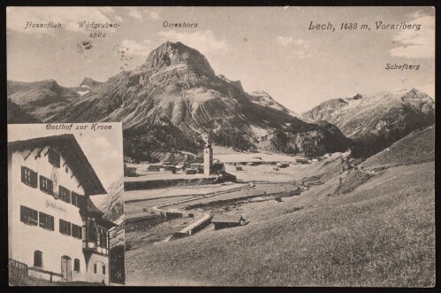 Lech, 1438 m, Vorarlberg : Hasenfluh : Wildgrubenspitz : Omeshorn : Schafberg : Gasthof zur Krone