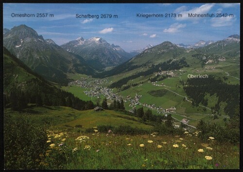 [Lech] : Omeshorn 2557 m : Schafberg 2679 m : Kriegerhorn 2173 m : Mohnenfluh 2542 m ... : [Lech am Arlberg 1450 - 1730 m ...]