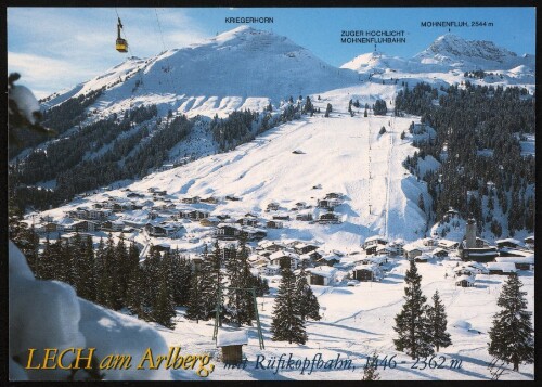 Lech am Arlberg, mit Rüfikopfbahn, 1446 - 2362 m : Kriegerhorn ... : [Internationaler Wintersportplatz Lech am Arlberg, 1450 m, gegen Kriegerhorn und Mohnenfluh Vorarlberg, Österreich ...]