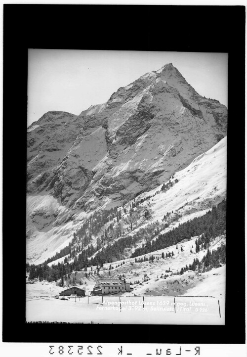 Alpengasthof Lüsens 1639 m gegen Lüsenser Fernerkogel 3192 m Sellraintal / Tirol : [Lüsens im Lüsenstal gegen Lüsenser Fernerkogel 3298 m]