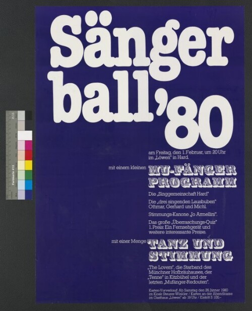 Veranstaltungsplakat für Sängerball 1980 in Hard