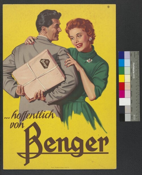Plakatsteher des Textilunternehmens Benger