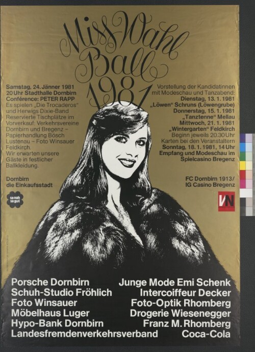 Plakat für den Vorarlberger Miss-Wahl Ball 1981