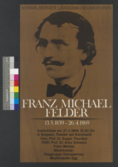 Veranstaltungsplakat Franz Michael Felder Gedenkfeier 1969 in Bregenz
